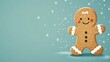 © sam king - Cute gingerbread man clip art illustration with broken leg on light blue background
