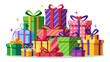 © skcpdesign - Vector art of pile of colorful gift boxes with ribbons