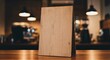 © ubay - A wooden blank menu board stands prominently on a cafe counter, ready for display.