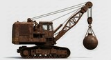 Old Rusty Wrecking Ball Crane Heavy Industrial Machinery Equipment Photo