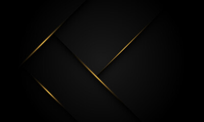 Wall Mural - Abstract black metallic shadow gold light geometric design modern luxury futuristic background vector