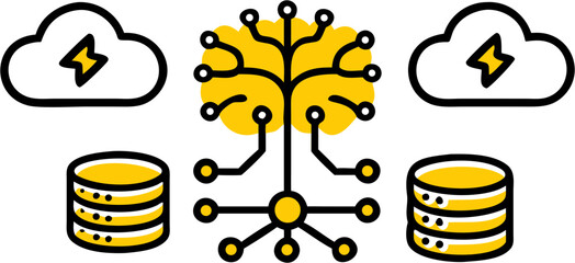Digital innovation and data storage cloud technology interconnected network infrastructure artificial intelligence concept growth