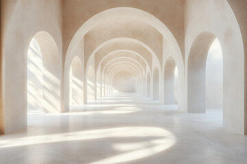 Series of arches line a long corridor.