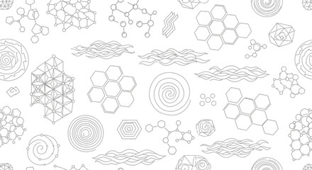 Trendy seamless pattern with scientific elements for modern design and creative projects