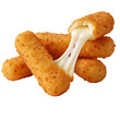 © Naqeeb - Photo of golden brown crispy mozzarella cheese sticks, one broken open to reveal the melted gooey cheese inside, isolated on transparent background