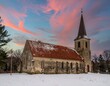 © globe - Snowy church at sunset