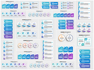Wall Mural - Big collection of business infographic design template with options, steps or processes. Can be used for workflow layout, diagram, number options, web design	
