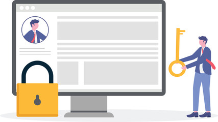 Flat data protection law with people characters concept.
