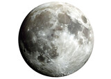 Close-up of the Full Moon with Visible Craters and Starry Background space astronomy isolated on a transparent background