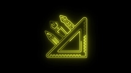 Design Tools Icon Animation with Glowing Lines on Black Background