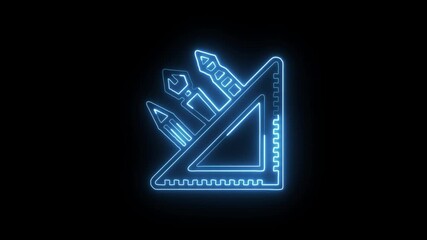 Design Tools Icon Animation with Glowing Lines on Black Background