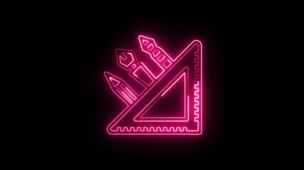 Design Tools Icon Animation with Glowing Lines on Black Background