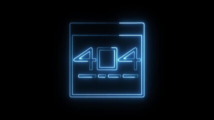 404 Error Icon Animation with Glowing Lines on Black Background