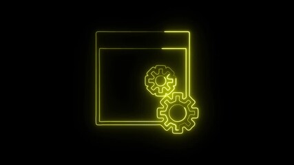 Web Settings Icon Animation with Glowing Lines on Black Background