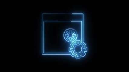 Web Settings Icon Animation with Glowing Lines on Black Background