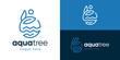 © Hi_std - Creative aqua tree logo template. Tree leaf with wave or water logo design vector illustration.