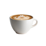 Aromatic Latte Art A Perfectly Crafted Cappuccino in a White Cup