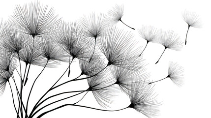 Wall Mural - Abstract Gray and White Floral Design with Transparent Background
