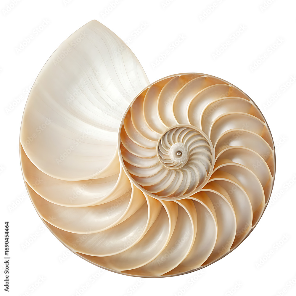 Nautilus shell cross section stock photo golden ratio spiral sea life ocean nature marine ...