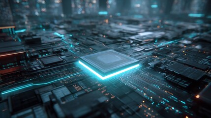 Explore the future of technology with this detailed motherboard and cpu illustration for innovation