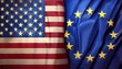 © Arthur - american flag blending with european union flag fabric texture symbolizing transatlantic unity perfect for editorial or banner background