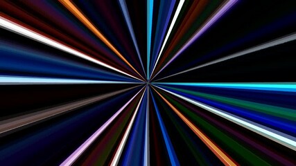 Wall Mural - 3D Abstract shining bright lines set wave, colorful, black background	