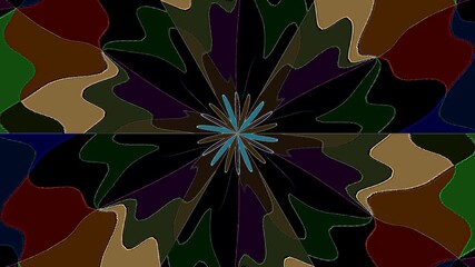 Wall Mural - 3D animation beautiful video colorful abstract bright light energy 4K of smooth lines waves glittering light effect on round shape in center, black background