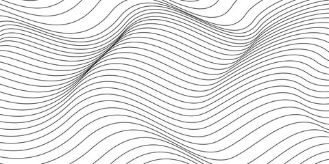 Dynamic line wave pattern background vector wireframe landscape, sound wave, topography, abstract grid black