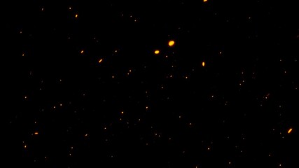 Wall Mural - Abstract animation loop glow orange dust particles moving to right side on black background. 4K 3D seamless looping orange bokeh particles dust fly in the air.