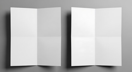 Blank Folded Papers on Gray Background.