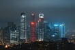© yoga - City skyline at night, illuminated skyscrapers