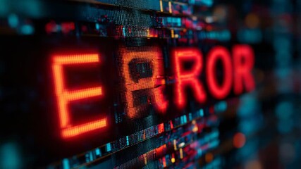 Digital Error Message Displayed on an LED Screen at Night