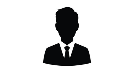 silhouette of man wearing suit and tie on white background