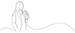 © sense - Woman speaking  with a microphone in a continuous line drawing style