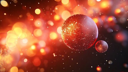 Wall Mural - Captivating abstract spheres shimmering with light, evoking wonder and cosmic discovery.
