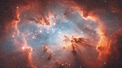 Wall Mural - A breathtaking view of a colorful star-forming nebula in deep space, with cosmic dust clouds and glowing stars.