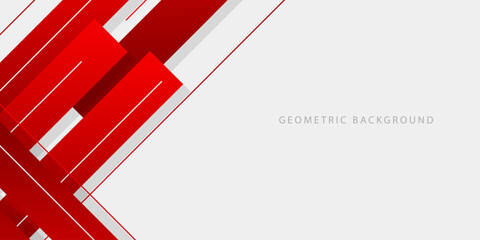 Wall Mural - Abstract geometric shape background, modern red and white background for banner, poster, cover, brochure, flyer, website