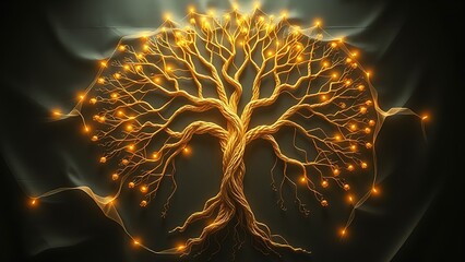 A classic tree of life diagram is unraveled and rewoven into a new, complex network of glowing light.