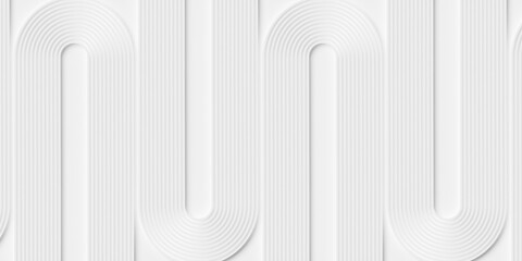 Wall Mural - White curved line arrays geometrical background wallpaper banner pattern flat lay from above