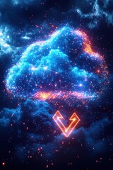 Wall Mural - glowing digital cloud with vibrant hues and technological theme