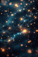 Wall Mural - abstract representation of a network structure with glowing particles