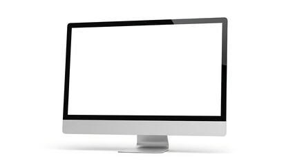 Modern computer monitor with blank white screen for mockup isolated on white background, perfect for showcasing your designs and content