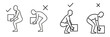 © icon_art - Ergonomic safety guide for correct and incorrect lifting posture for manual handling to prevent back injury and ensure proper technique