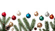 © lway - Beautiful Christmas decoration set consisting of green fir and pine branches, gold and red baubles isolated on white background