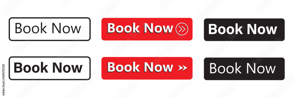 Book Now Icon Set – Vector Reservation Symbols for Website and App UI ...
