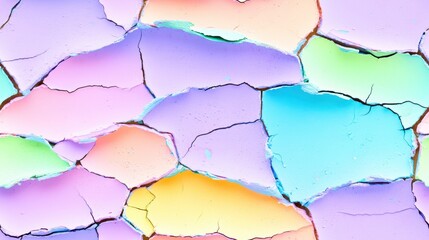 Wall Mural - Abstract cracked paint in vibrant pastel colors.