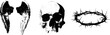 © Artem - Grunge black and white angel wings, skull, and thorn crown design for art projects