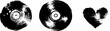 © Artem - Grunge black and white set of broken vinyl records and heart - design for posters and prints