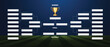 © rahmad creative - Modern Football layout tournament championship contest stage bracket board with gold champion trophy prize icon in blue background