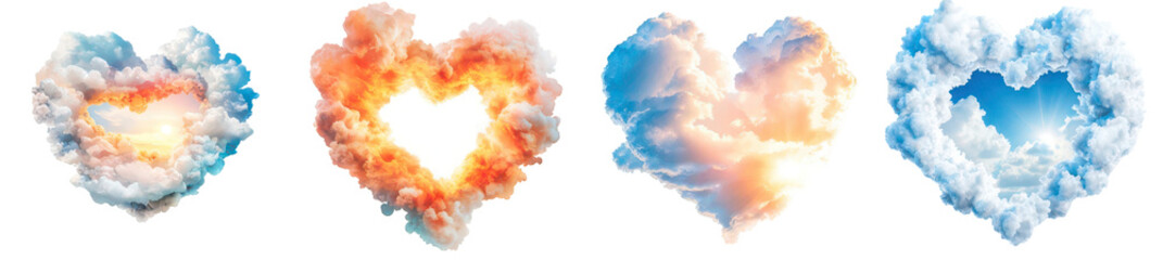 Wall Mural - Cloud hearts with a colorful sky